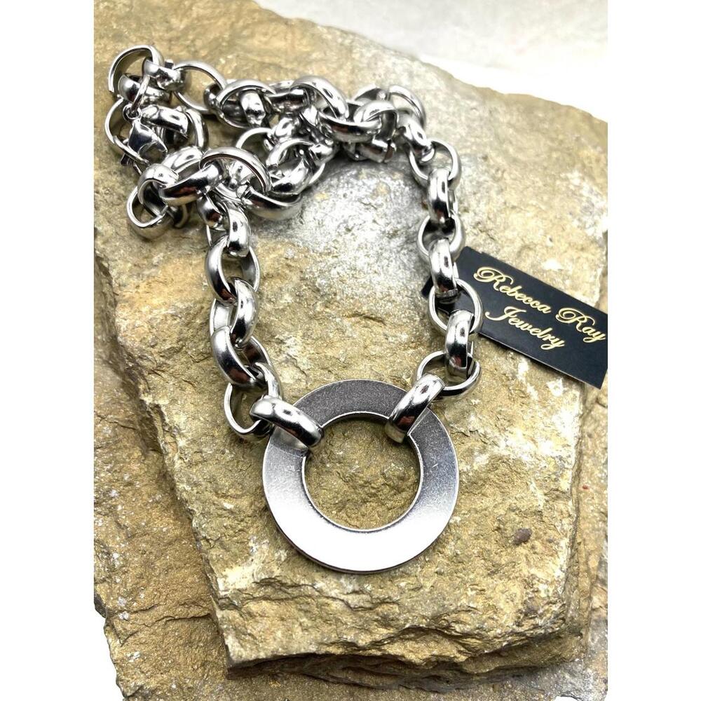 Chunky Silver Stainless Steel Statement Necklace